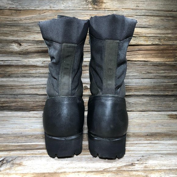 Vibram Black Leather Steel Toe Combat Work Boots - Picture 5 of 9